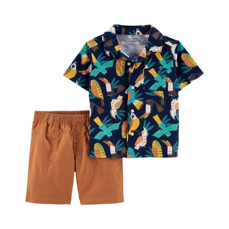 Carters - Baby Boy 2Pk Tropical Button-Front Shirt & Short Set Image 1
