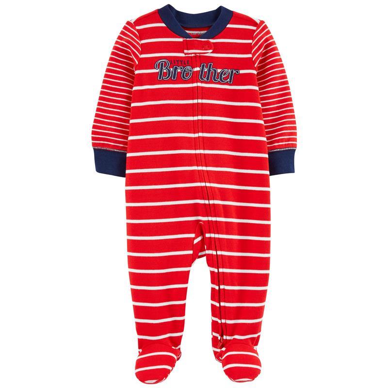Carters - Baby Boy Brother 2-Way Zip Cotton Sleep & Play, Red Image 1