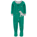 Carters - Baby Boy Dinosaur Cotton Footie PJs, Green Image 1