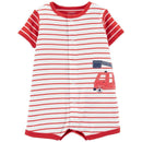 Carters - Baby Boy Firetruck Snap-Up Romper, Red Image 1