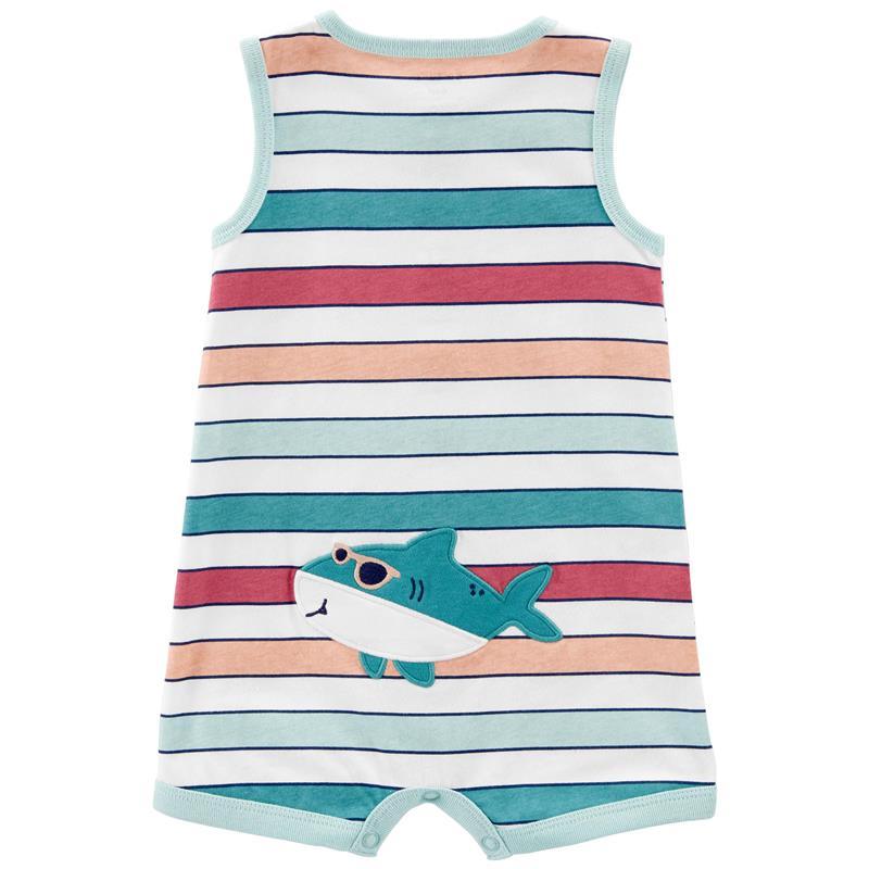 Carters - Baby Boy Shark Striped Snap-Up Cotton Romper