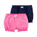 Carters - Baby Girl 2Pk Cotton Shorts, Navy/Pink Image 1