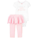 Carters - Baby Girl 2Pk Daddy's Princess Bodysuit & Tutu Pant Set, Pink/White Image 1