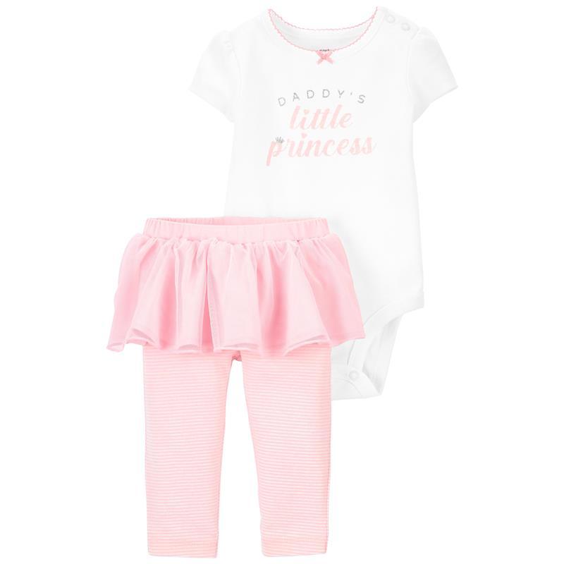 Carters - Baby Girl 2Pk Daddy's Princess Bodysuit & Tutu Pant Set, Pink/White Image 1
