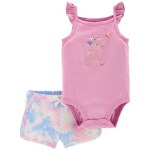Carters - Baby Girl 2Pk Elephant Bodysuit & Short Set, Pink Image 1