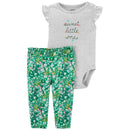 Carters - Baby Girl 2Pk Green Floral Bodysuit Pant Set Image 1