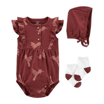 Carters - Baby Girl 3Pk Bodysuit & Bonnet Outfit Set, Pink Image 1