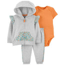 Carters - Baby Girl 3Pk Flutter Jacket Set, Grey/Orange Image 1