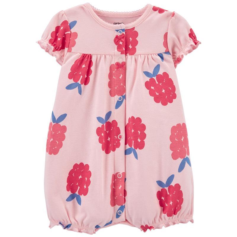 Carters - Baby Girl Cherry Snap-Up Romper, Pink Image 1