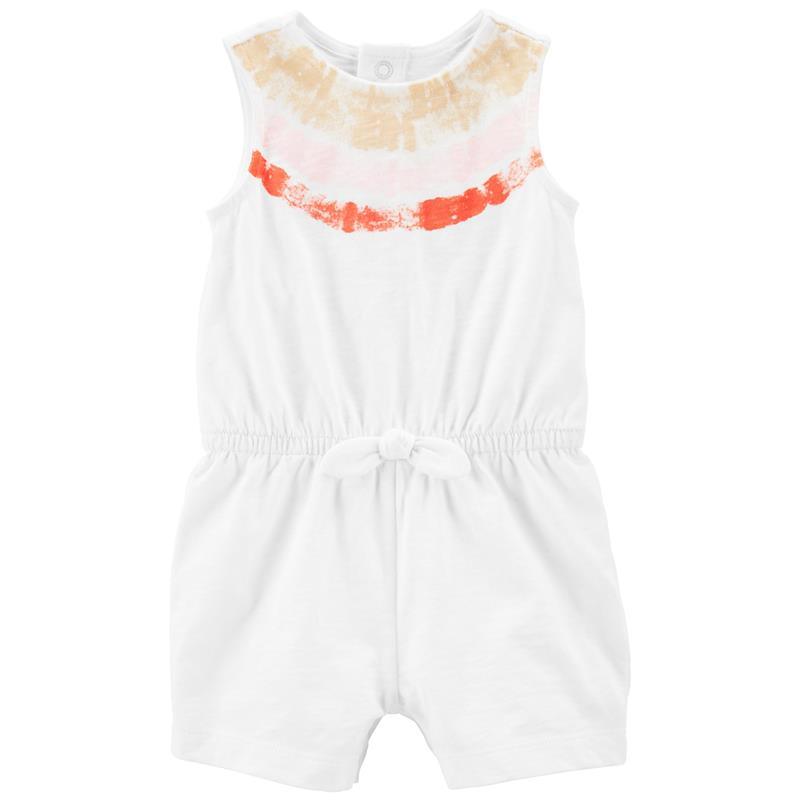 Carters - Baby Girl Embroidered Slub Jersey Romper, White Image 1