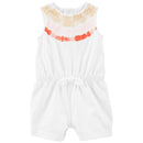 Carters - Baby Girl Embroidered Slub Jersey Romper, White Image 1