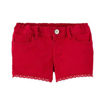 Carters - Baby Girl Eyelet Twill Shorts, Red Image 1