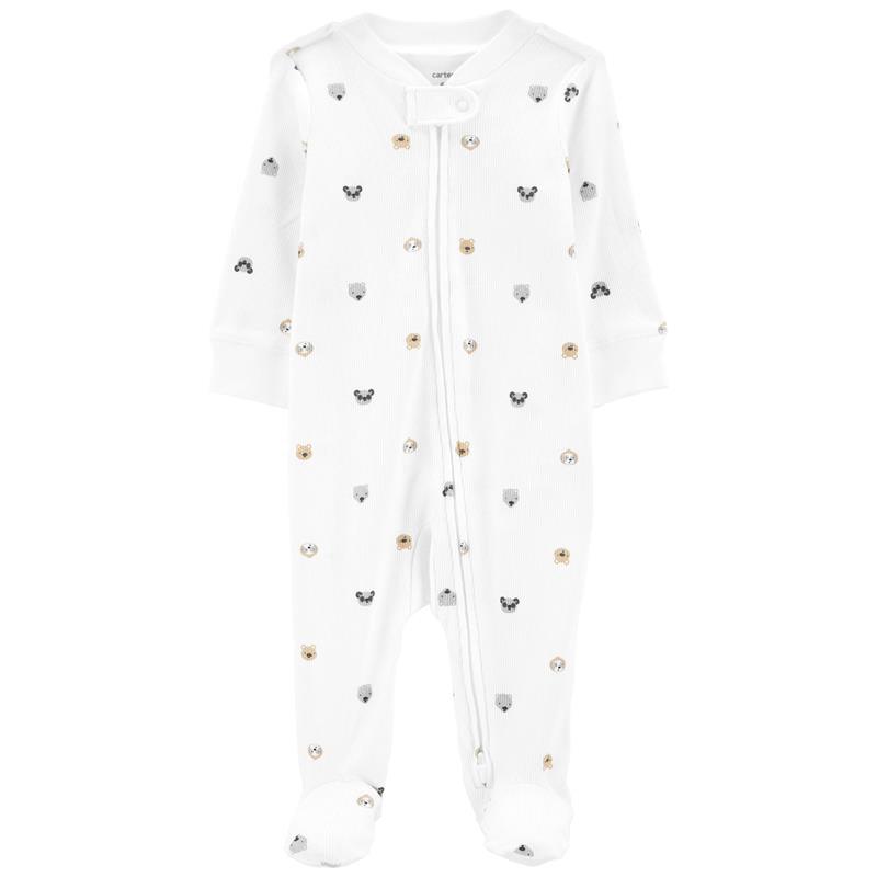 Carters - Baby Neutral Characters 2-Way Zip Cotton Sleep & Play, White Image 1