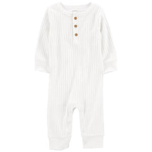 Carters - Baby Neutral Long-Sleeve Cotton Jumpsuit, White Image 1