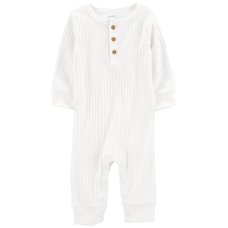 Carters - Baby Neutral Long-Sleeve Cotton Jumpsuit, White Image 1