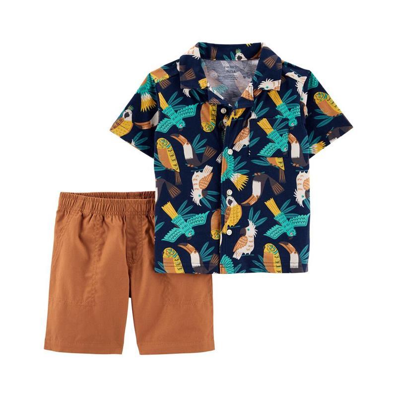 Carters - Toddler Boy 2Pk Tropical Button-Front Shirt & Short Set Image 1
