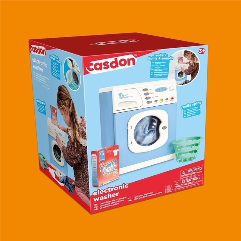 Casdon - Blue Electronic Washer Machine Toy with Spinning Drum, Lights, and Sound Effects for Children Aged 3 plus Image 3