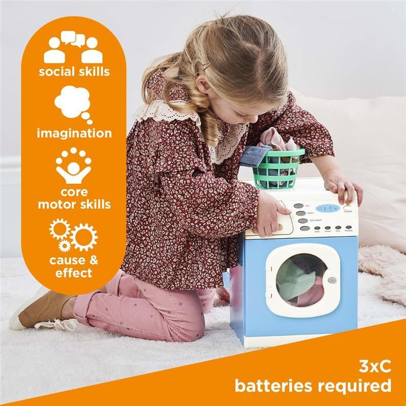 Casdon - Blue Electronic Washer Machine Toy with Spinning Drum, Lights, and Sound Effects for Children Aged 3 plus Image 8