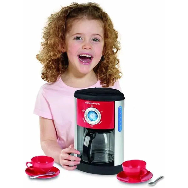 Casdon Morphy Richards Toy Coffee Maker For Kids - Fillable With Real Dripping Water & Cups, Pretend Play For Ages 3+
