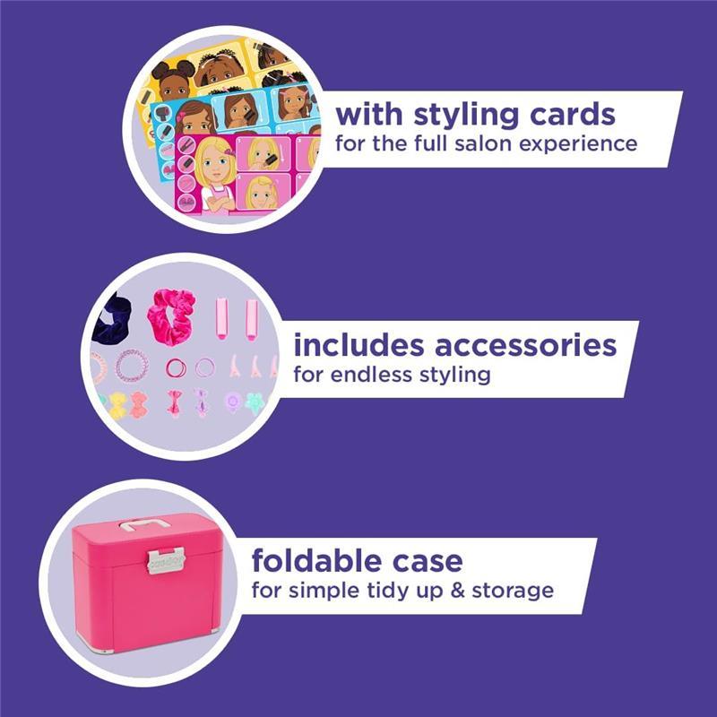 Casdon - Ultimate Styling Case with LightUp Mirror, Style Book, and Hair Accessories. Playset for Children Aged 3 plus Image 3