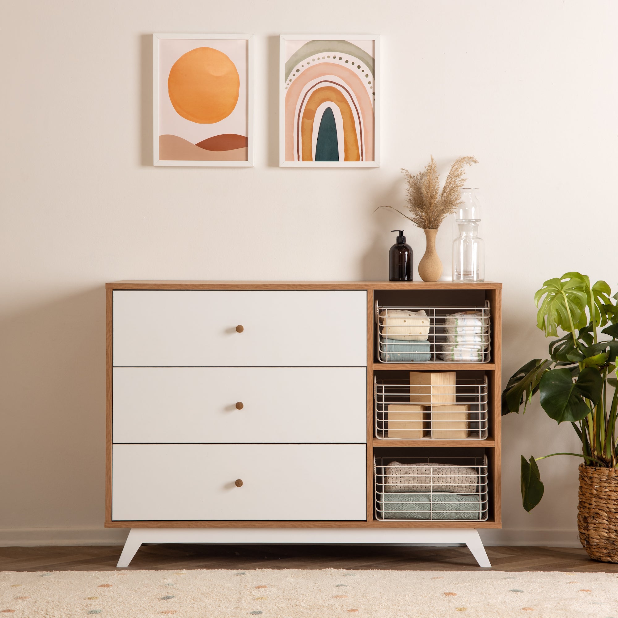 Central Park 3-Drawer, Two Shelf Nursery Dresser