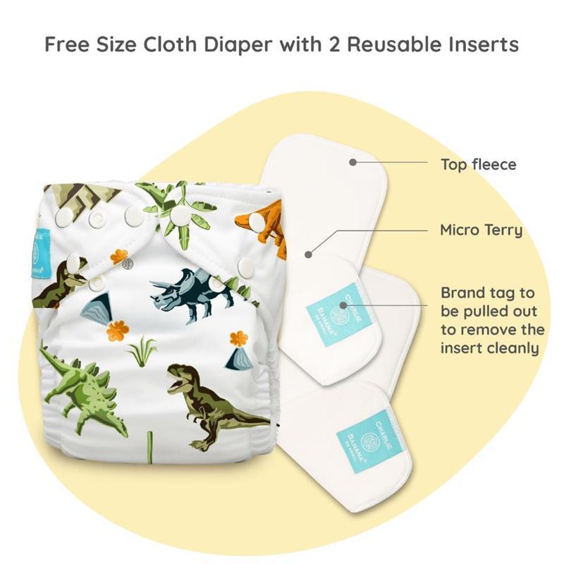 Charlie Banana - Dinosaurs Baby Fleece Reusable and Washable Cloth Diaper System Image 2