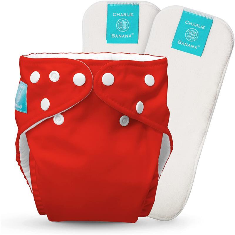 Charlie Banana - Red One Size Reusable Cloth Diaper with Fleece Image 1