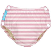 Charlie Banana - Pencil Stripes Pink Baby Reusable Swim Diaper with Snaps Image 1