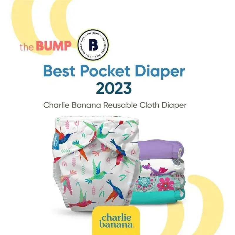 Charlie Banana - Reusable Washable Cloth Diaper, Adjustable One Size, The Whale on White Image 2