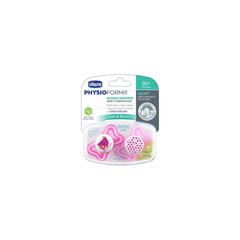 Chicco - 2 Pk Physioforma Light Day & Night Orthodontic Pacifier Pink, 16/24M Image 5