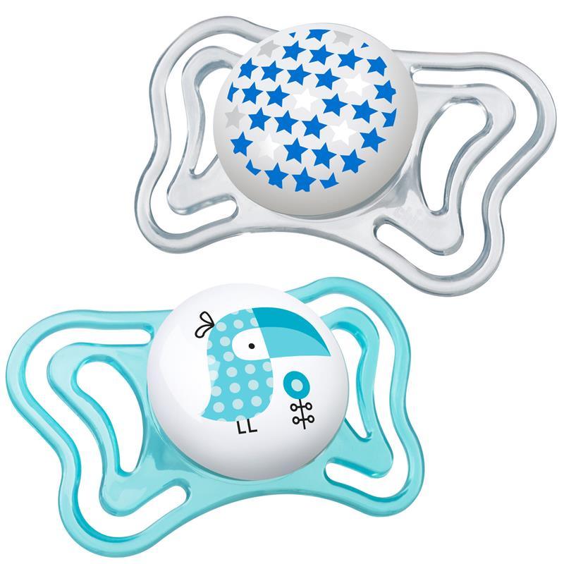 Chicco - 2 Pk Physioforma Light Day & Night Orthodontic Pacifier Teal, 0/6M Image 1