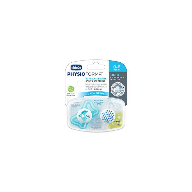 Chicco - 2 Pk Physioforma Light Day & Night Orthodontic Pacifier Teal, 0/6M Image 5