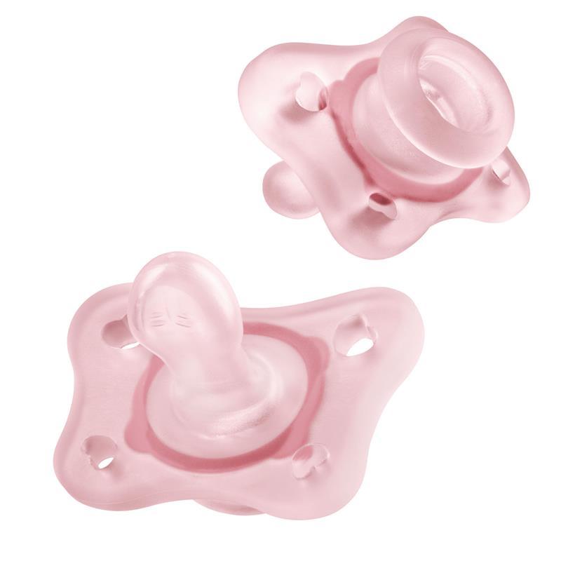Chicco - 2 Pk Physioforma Silicone Mini Orthodontic Pacifier Pink, 0/2M Image 1