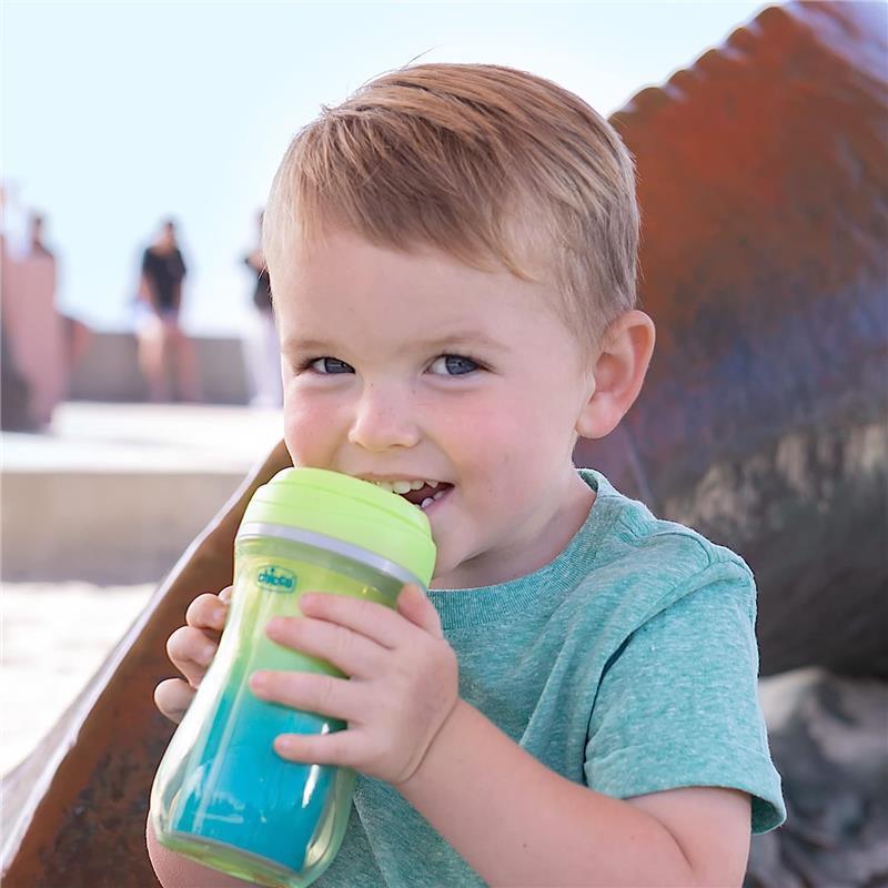 Chicco - 2Pk Insulated Rim Spout Trainer Sippy Cup 9Oz. Green/Teal Ombre Image 6