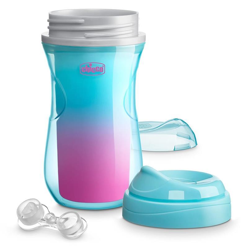 Chicco - 2Pk Insulated Rim Spout Trainer Sippy Cup 9Oz. Pink/Teal/Purple Ombre Image 5