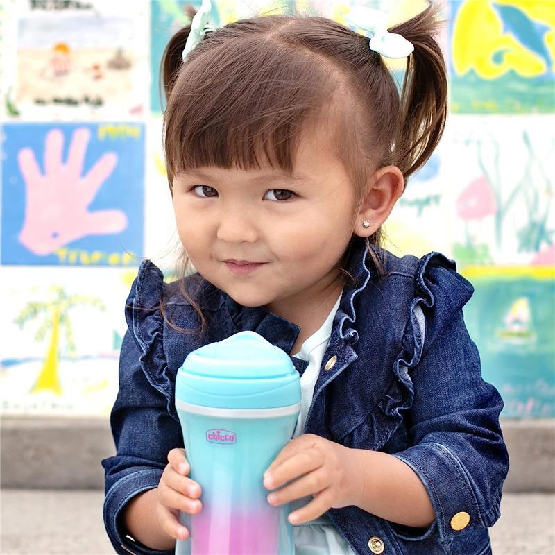 Chicco - 2Pk Insulated Rim Spout Trainer Sippy Cup 9Oz. Pink/Teal/Purple Ombre Image 6