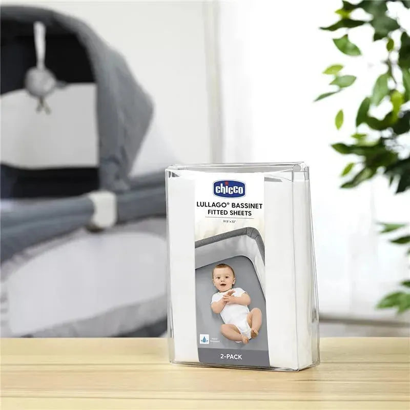 Chicco - 2Pk Lullago Bassinet Sheets, White Image 4