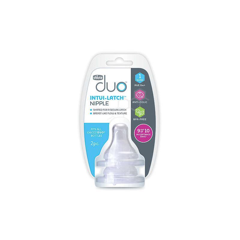 Chicco - 2Pk Duo Baby Bottle Nipple Stage 1 Slow Flow, 0M+ Image 3
