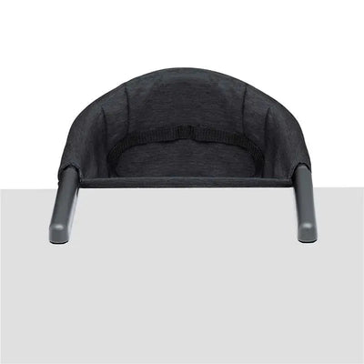 Chicco FastLock Hook-On High Chair in black, featuring a fabric seat with a safety strap and adjustable hooks for table attachment.