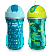 Chicco Feeding Flip Top Insulated Straw Cup 12+ Green/Teal Image 1