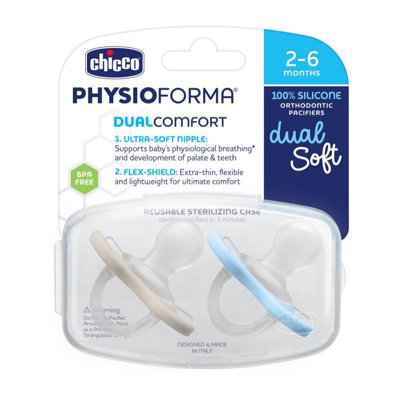 Chicco Feeding - Physioforma Dual Soft Pacifier Pearl/Sky 2-6M, 2Pk Image 11