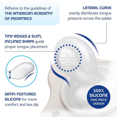 Chicco Physioforma Dual Soft Pacifier in seafoam, designed for 0-2 months, features satin-textured silicone and a one-piece design.