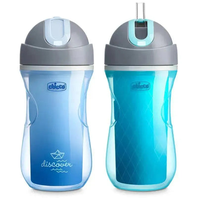 Chicco Insulated Flip-Top Straw Cup 9oz. 12m+ (2pk) in Blue Discover/Teal Image 1