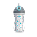 Chicco Insulated Flip-Top Straw Cup 9Oz, Silver/Blue Sunburst, 12M+ (1Pk) Image 1