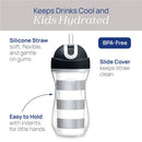 Chicco Insulated Straw Sippy Cup 12+ Months, 9oz Toddler Training Cup with Spill-Free Flip-Top Lid, BPA-Free 2-Pack, Black/White/Silver