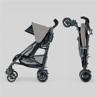 Chicco Liteway stroller in Artic color, featuring a grey canopy, lightweight frame, and compact fold for easy transport.