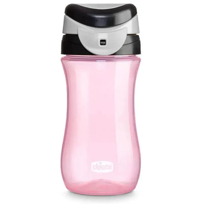 Chicco My Tumbler Open Rim Water Bottle, pink, 12oz, designed for children 2+ years, featuring a free-flow spout.