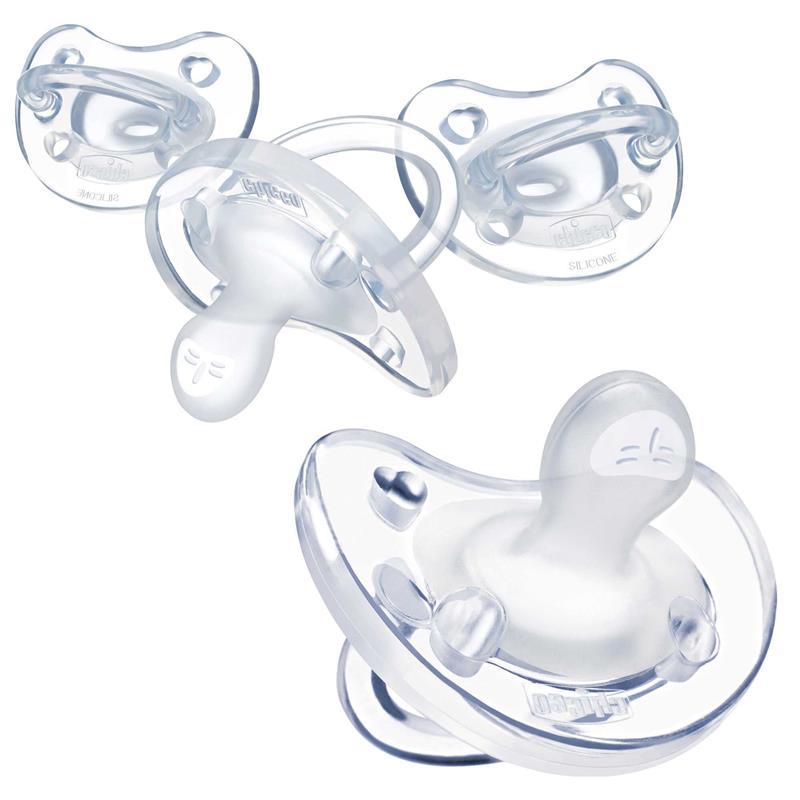 Chicco - PhysioForma® Orthodontic One-Piece Silicone Pacifier, 0-6m, Clear 4-Pack Image 1