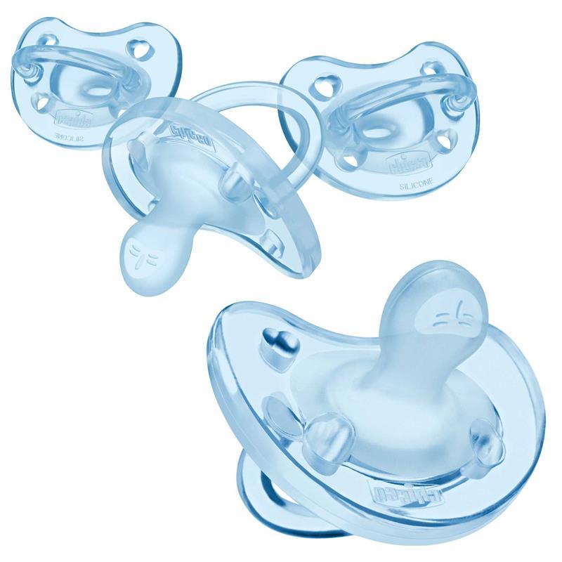 Chicco - PhysioForma® Orthodontic One-Piece Silicone Pacifier, 0-6m, Light Blue 4-Pack Image 1
