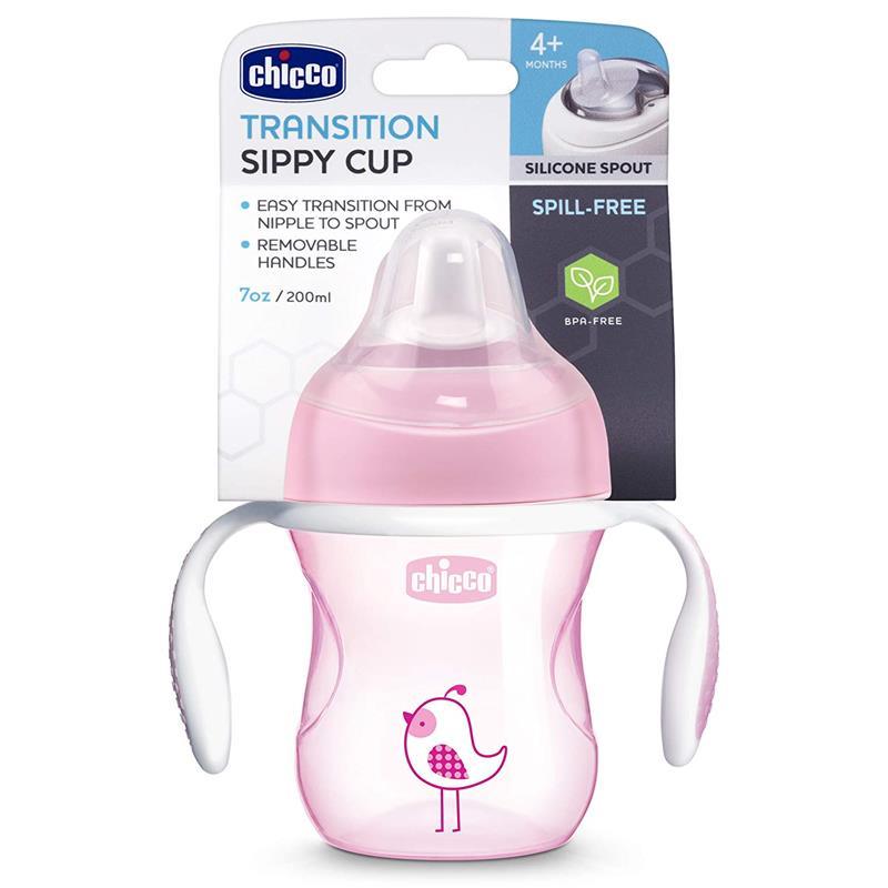 Chicco - Silicone Spout Transition Sippy Cup 7Oz Pink 4M+ Image 1